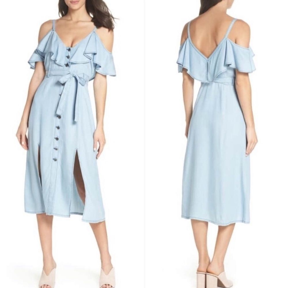 B.B. Dakota Caite Chambray Cold Shoulder Dress